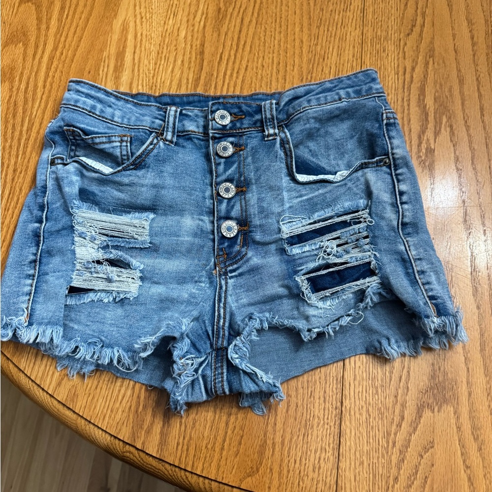 Stylish Distressed Blue Jean Shorts